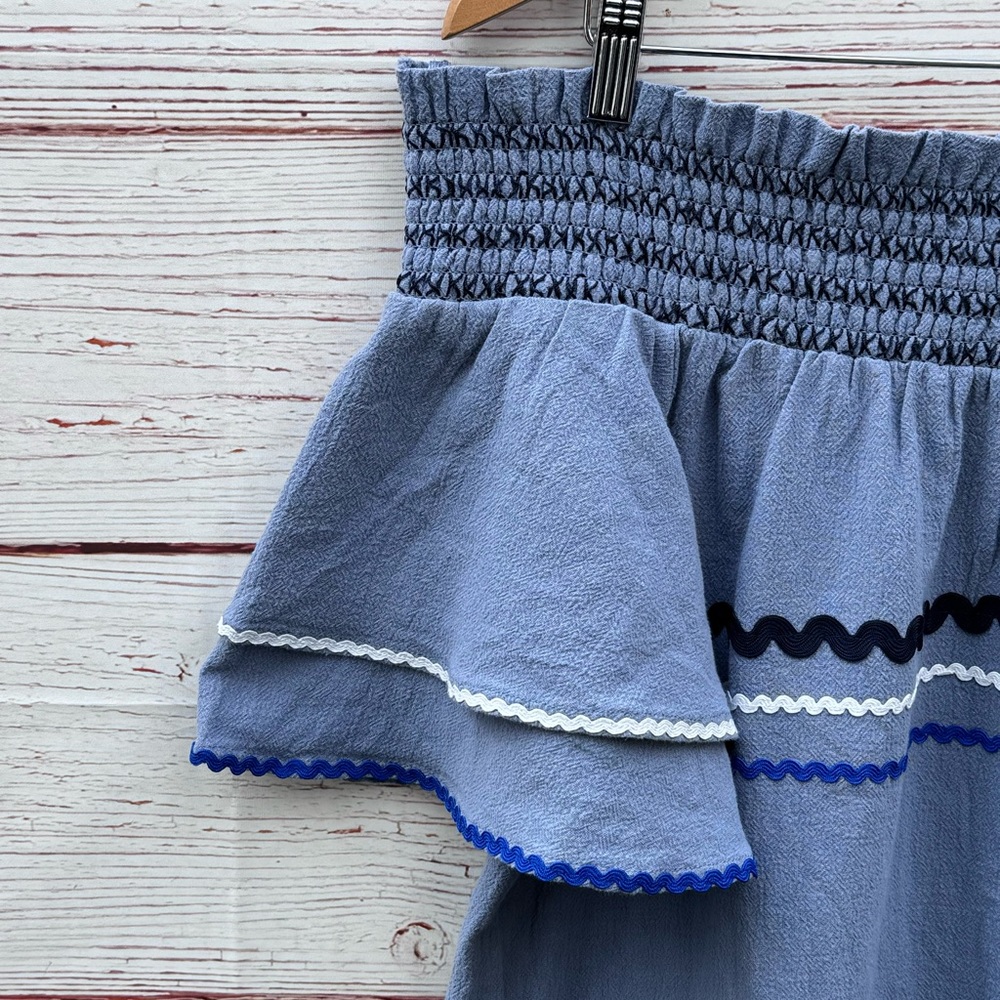 NWT Mud Pie Finnegan Ric Rac Dress in Stonewash Blue Sz L - Picture 7 of 16